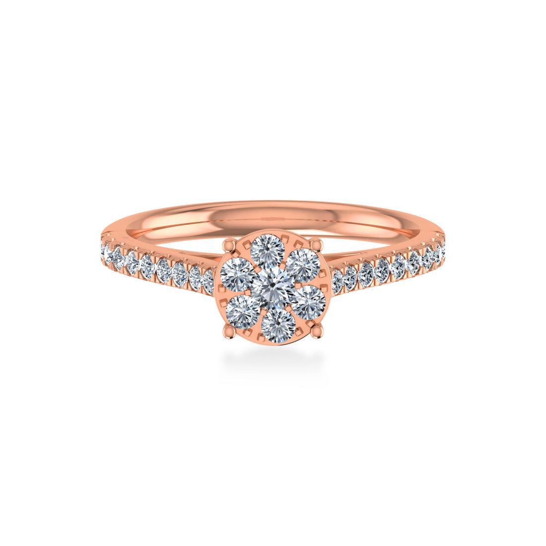 Round Cluster Lab-Grown Diamond Engagement Ring4