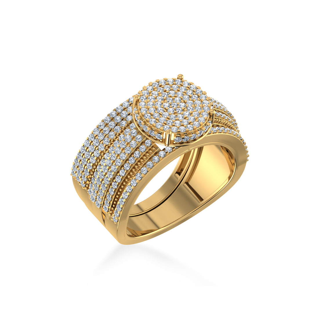 Round Cluster Pave Lab Diamond Cocktail Ring 2