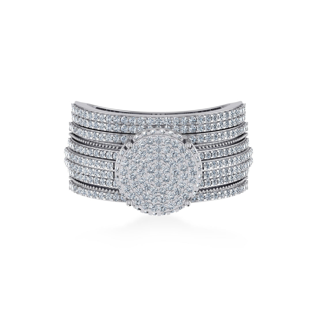 Round Cluster Pave Lab Diamond Cocktail Ring 7