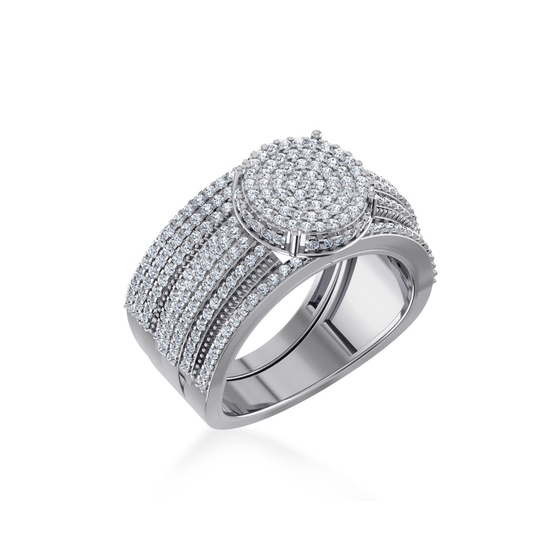Round Cluster Pave Lab Diamond Cocktail Ring 8