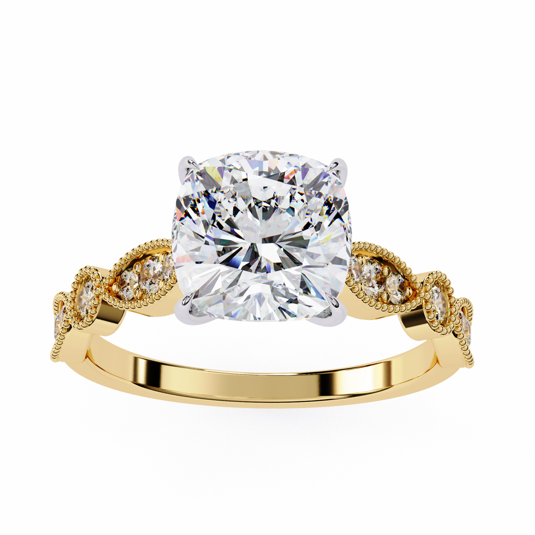 Round Cut Diamond Engagement Ring – Vintage Milgrain2