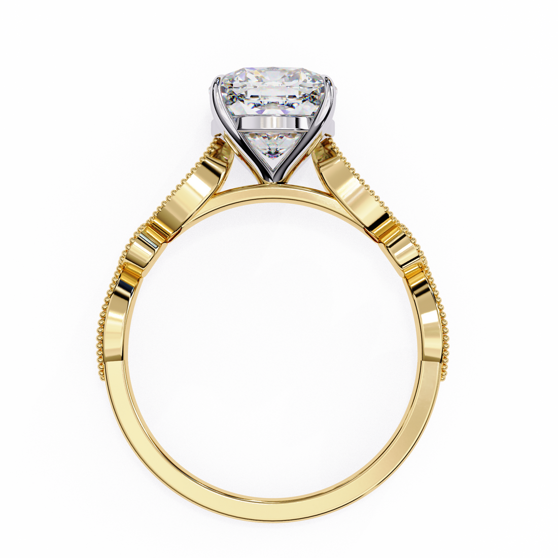 Round Cut Diamond Engagement Ring – Vintage Milgrain4