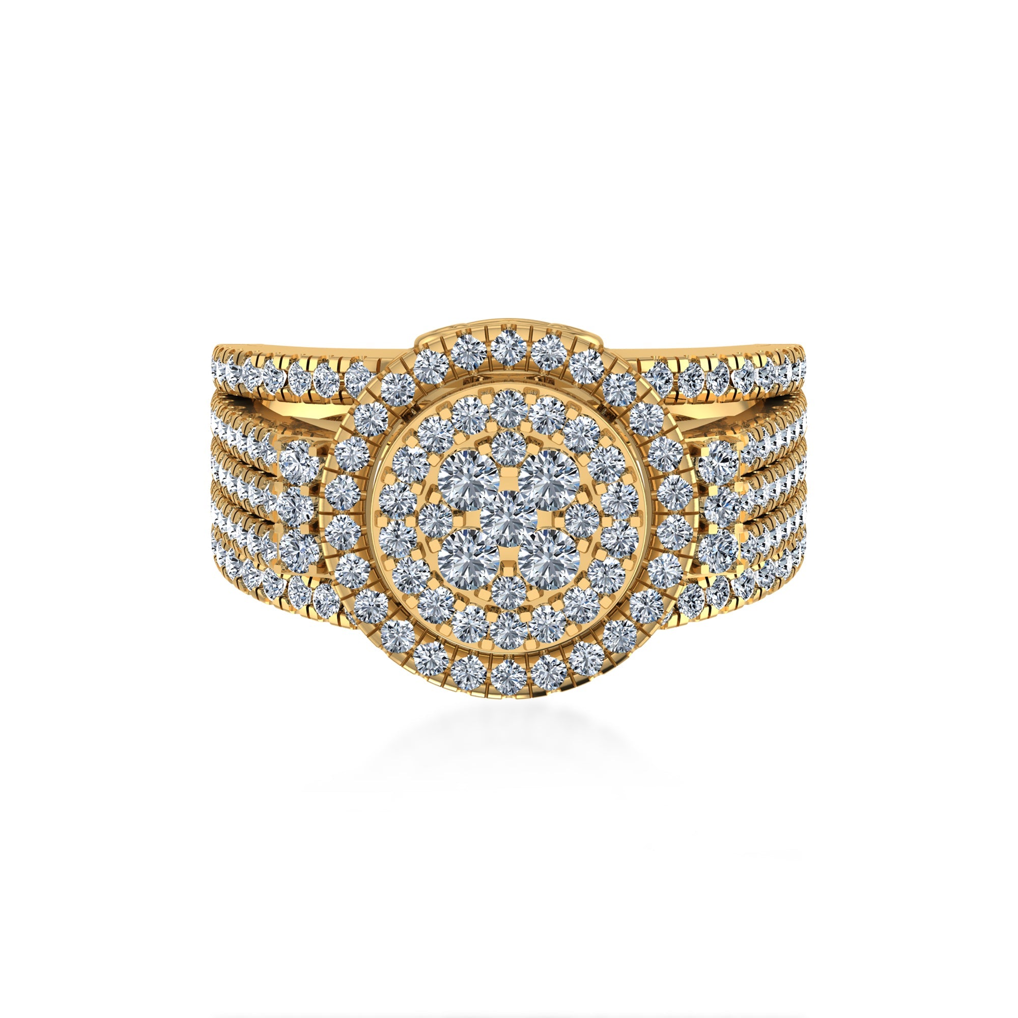 Round Double Halo Lab-Grown Diamond Cluster Ring