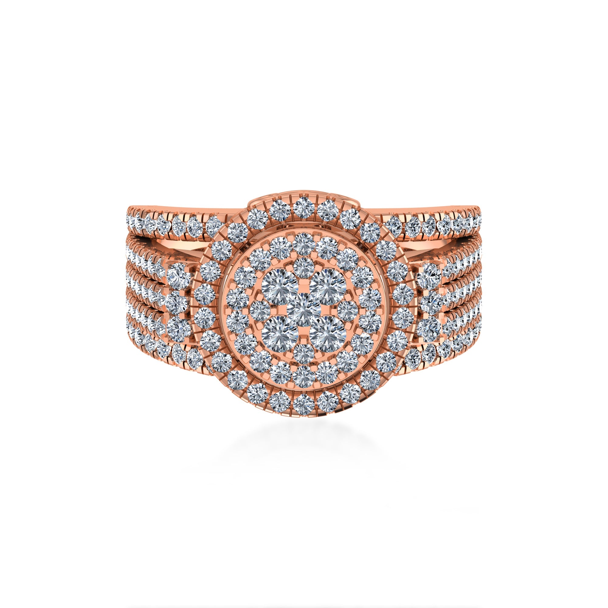 Round Double Halo Lab-Grown Diamond Cluster Ring4