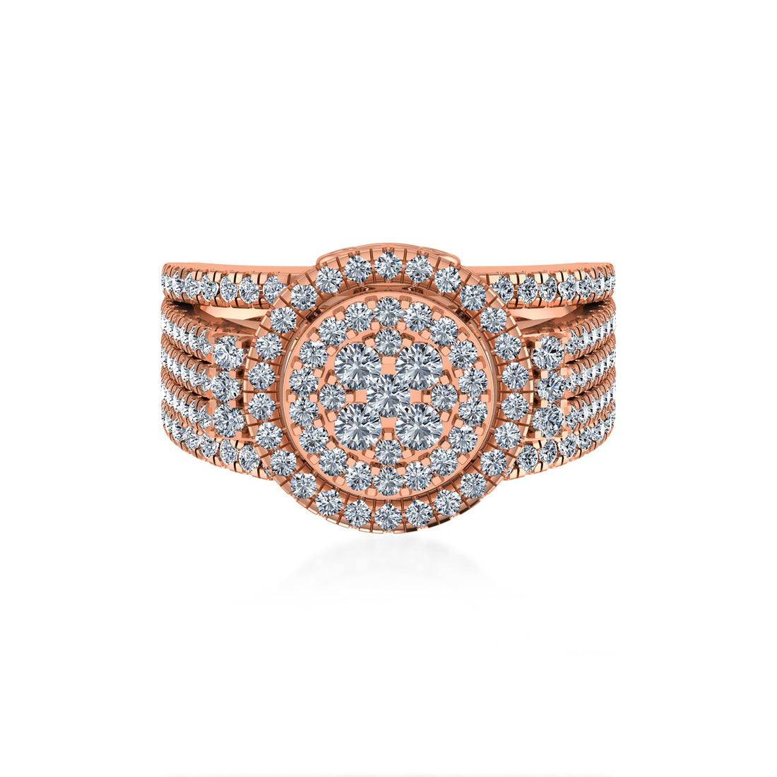 Round Double Halo Lab-Grown Diamond Cluster Ring4