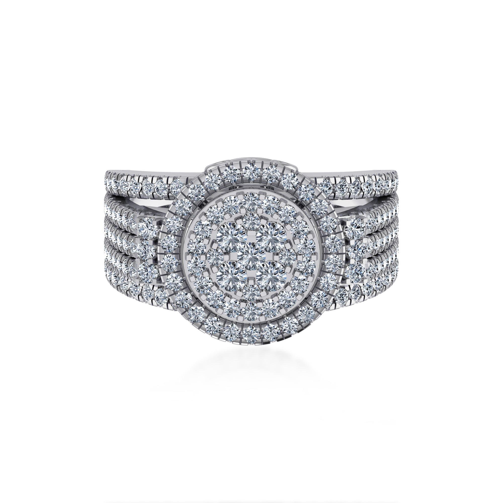 Round Double Halo Lab-Grown Diamond Cluster Ring7