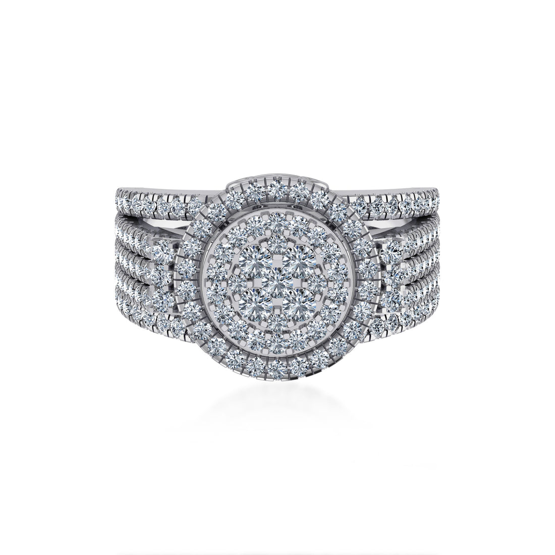 Round Double Halo Lab-Grown Diamond Cluster Ring7