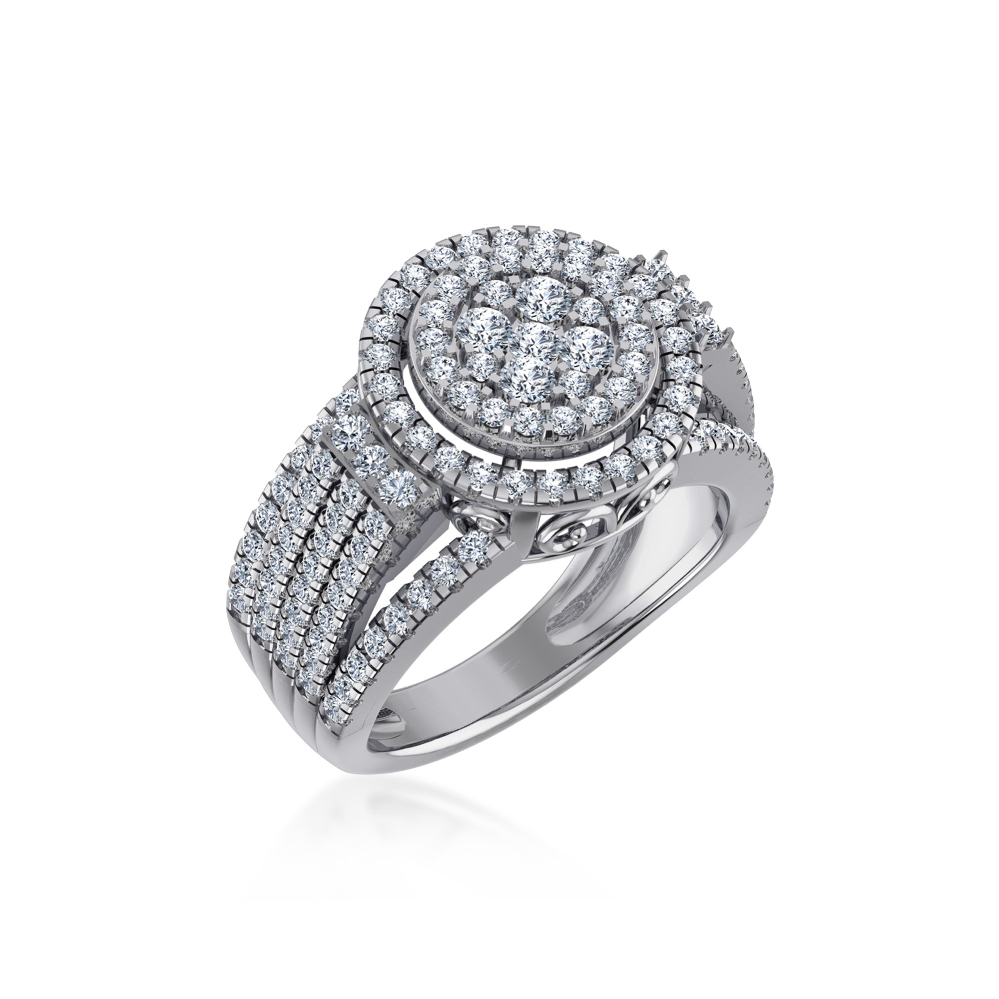 Round Double Halo Lab-Grown Diamond Cluster Ring8