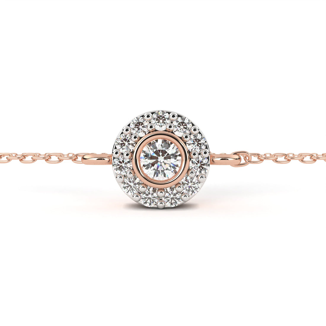 Round Halo Bezel Diamond Bracelet