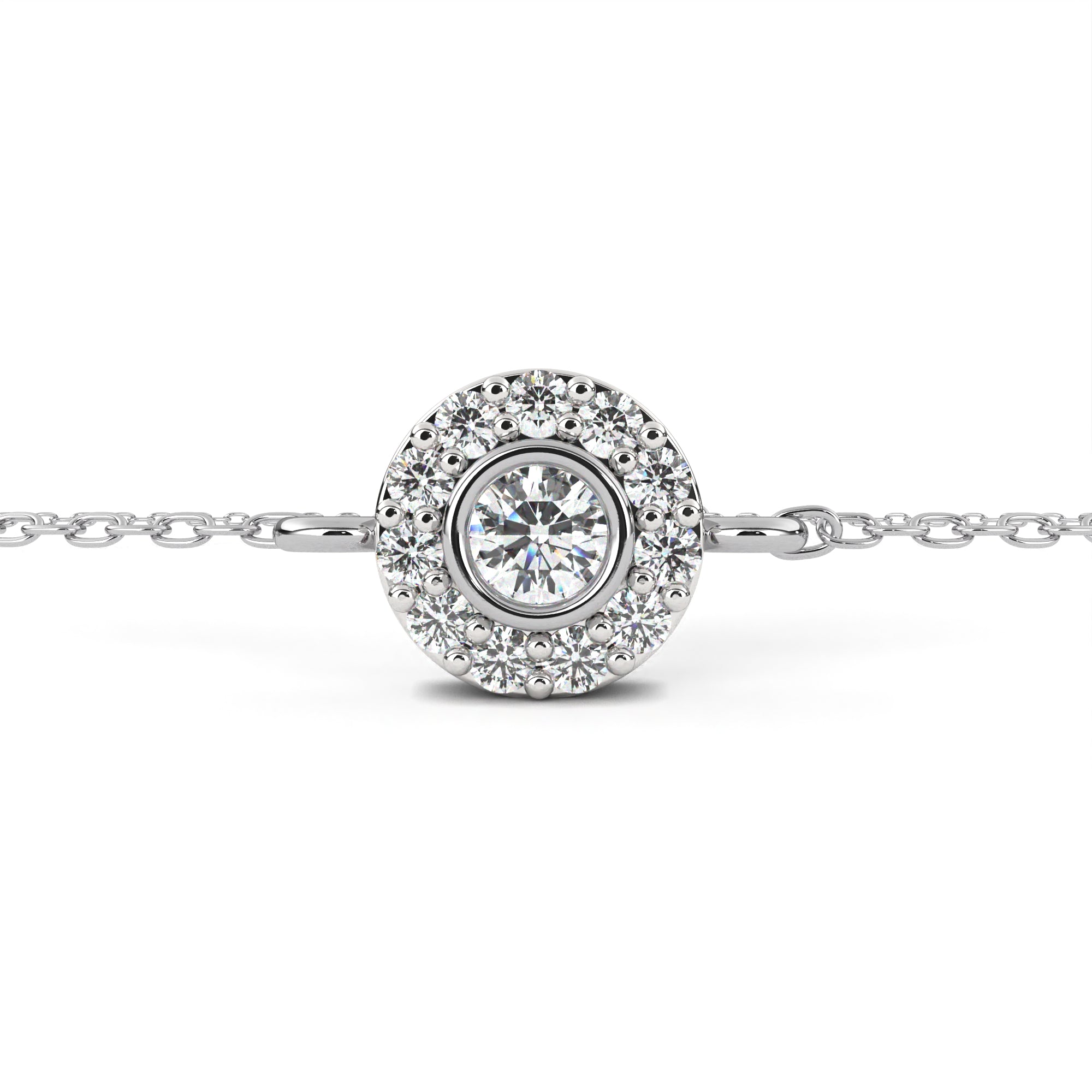 Round Halo Bezel Diamond Bracelet