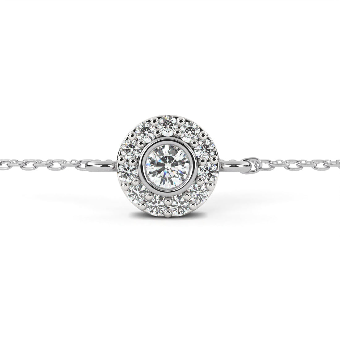 Round Halo Bezel Diamond Bracelet