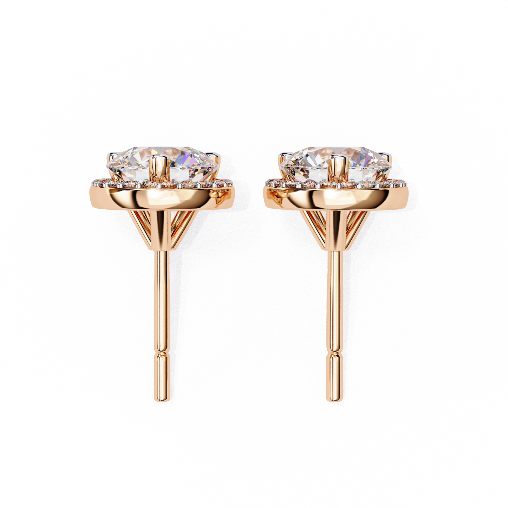 Round Halo Diamond Studs