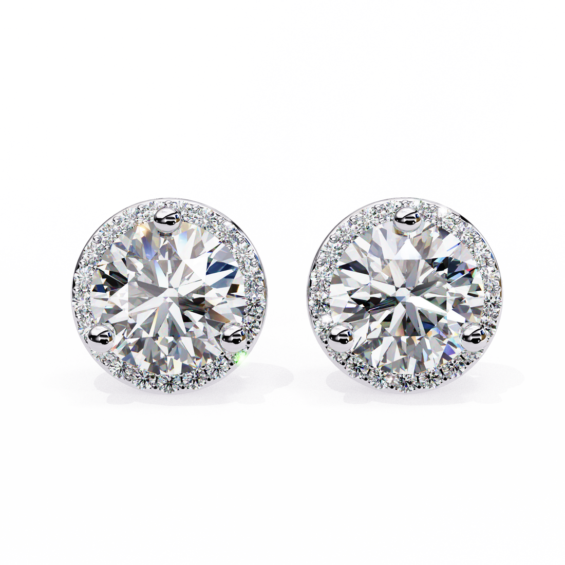 Round Halo Diamond Studs