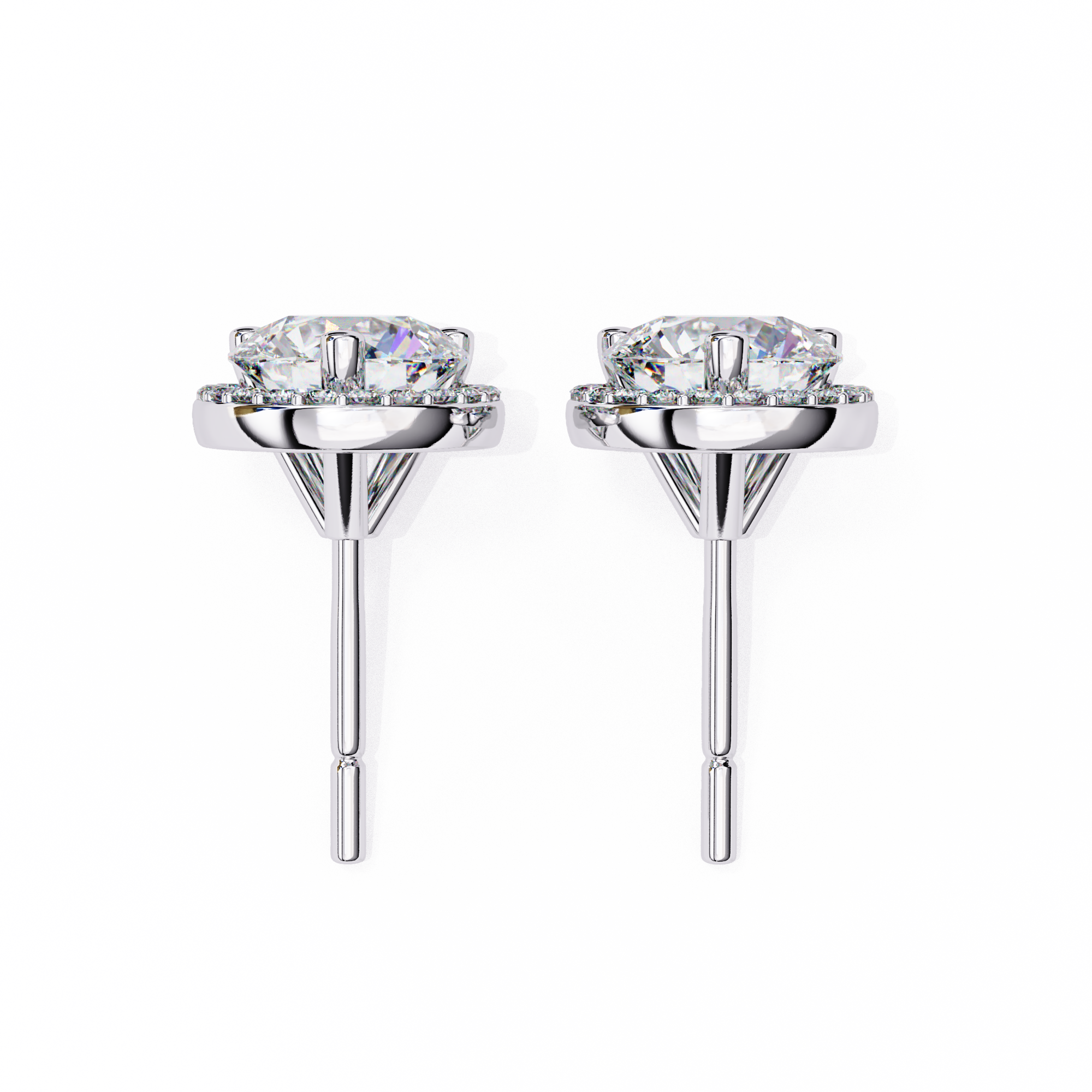 Round Halo Diamond Studs