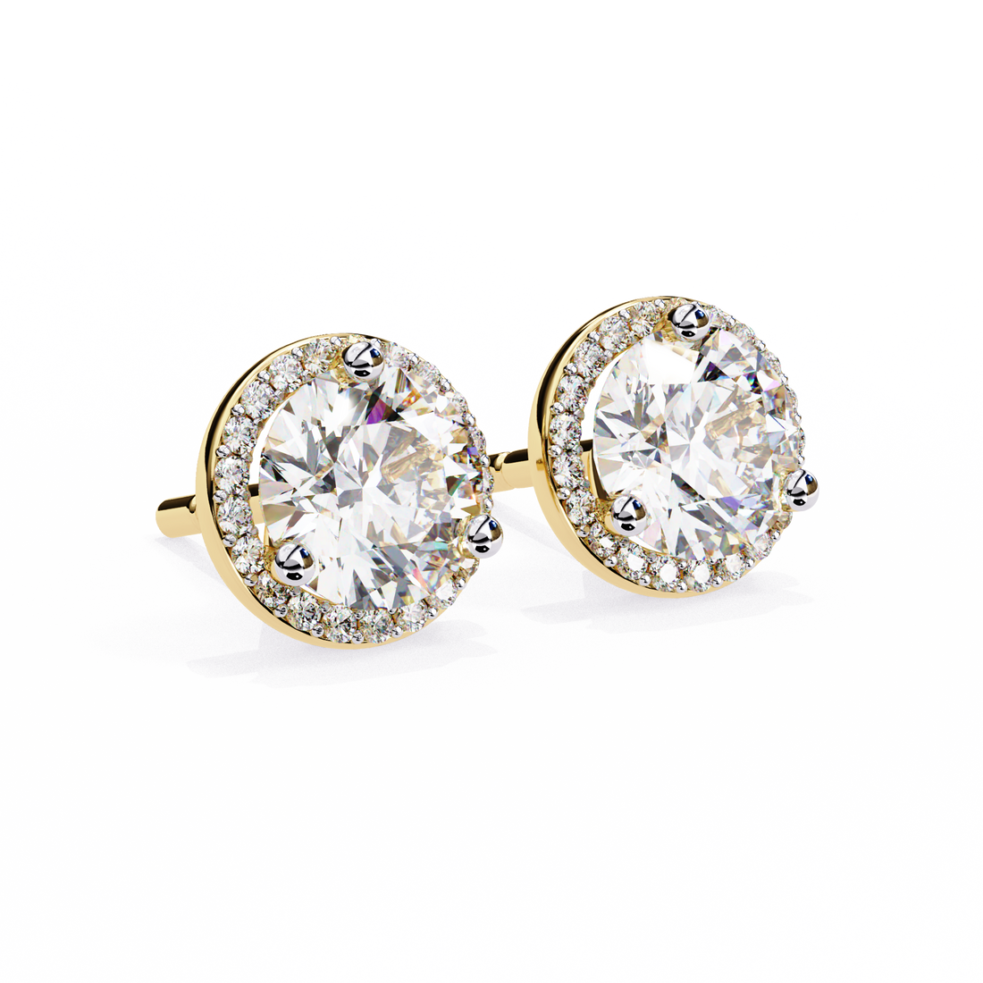 Round Halo Diamond Studs