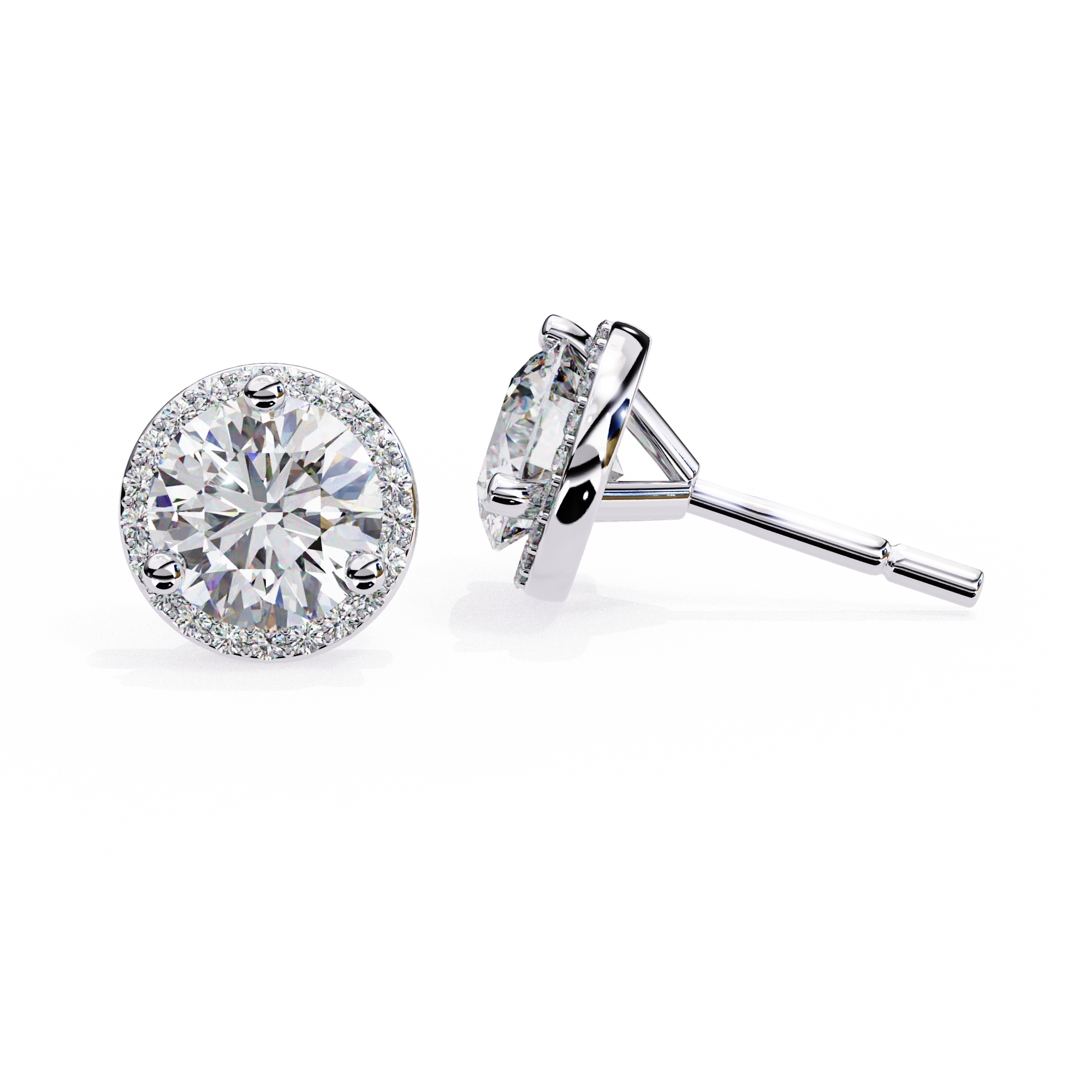 Round Halo Diamond Studs