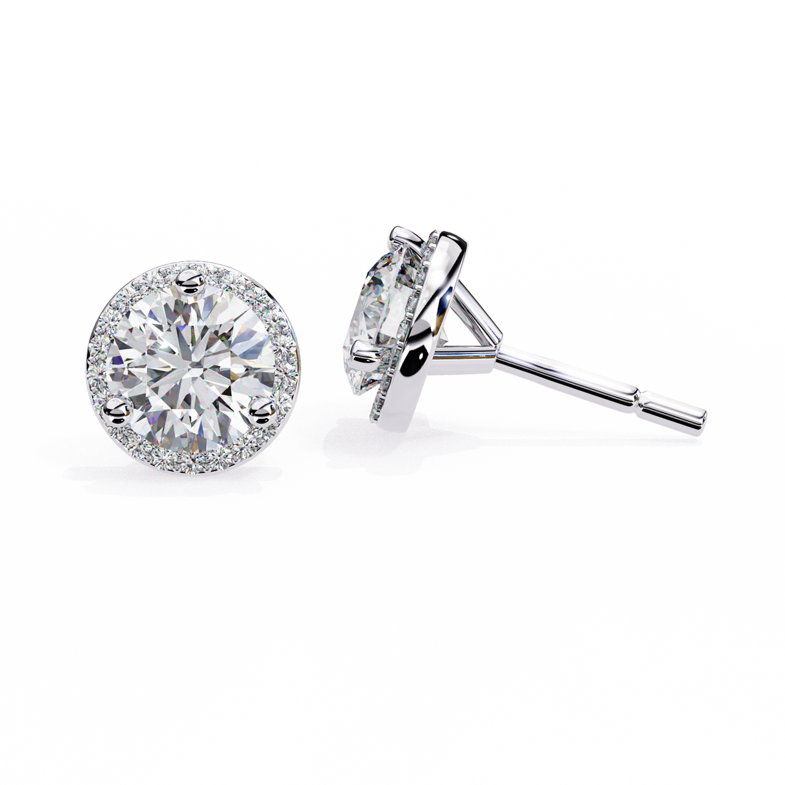 Round Halo Diamond Studs