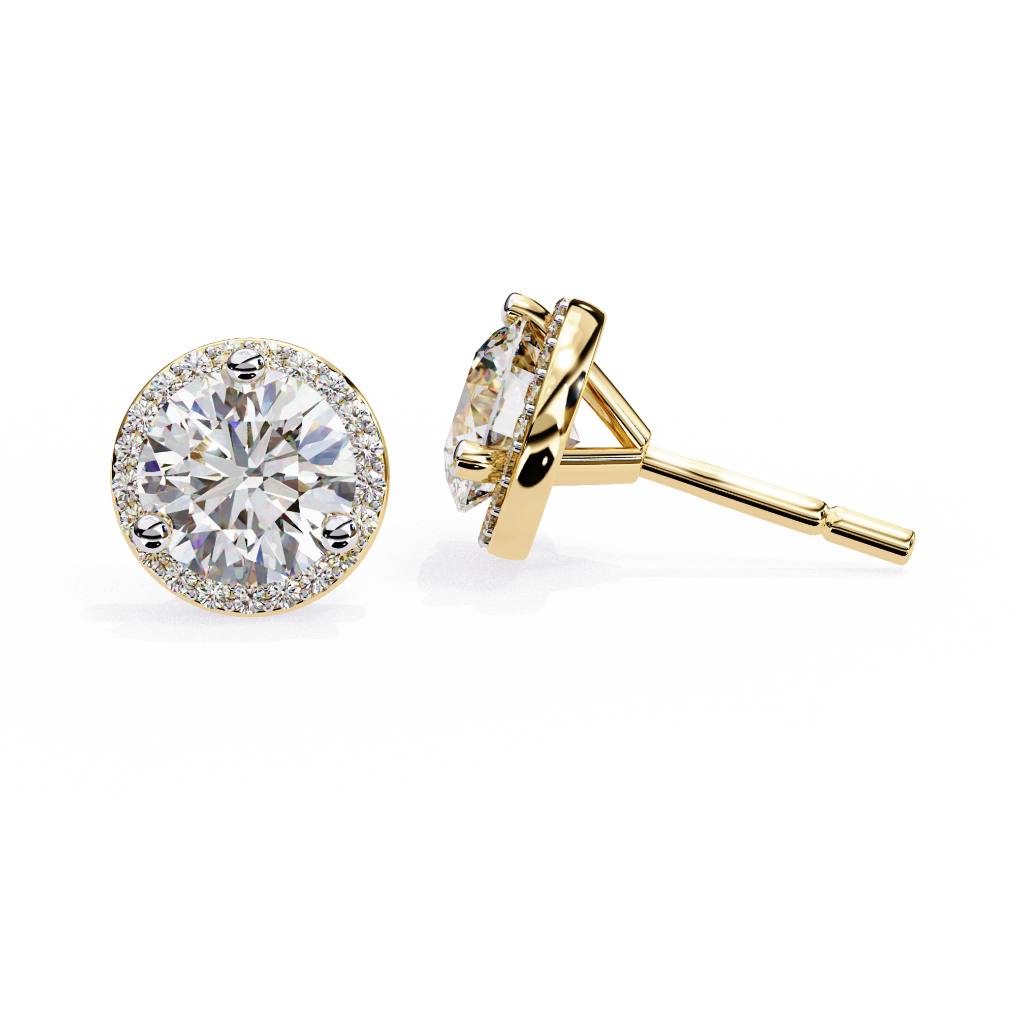 Round Halo Diamond Studs
