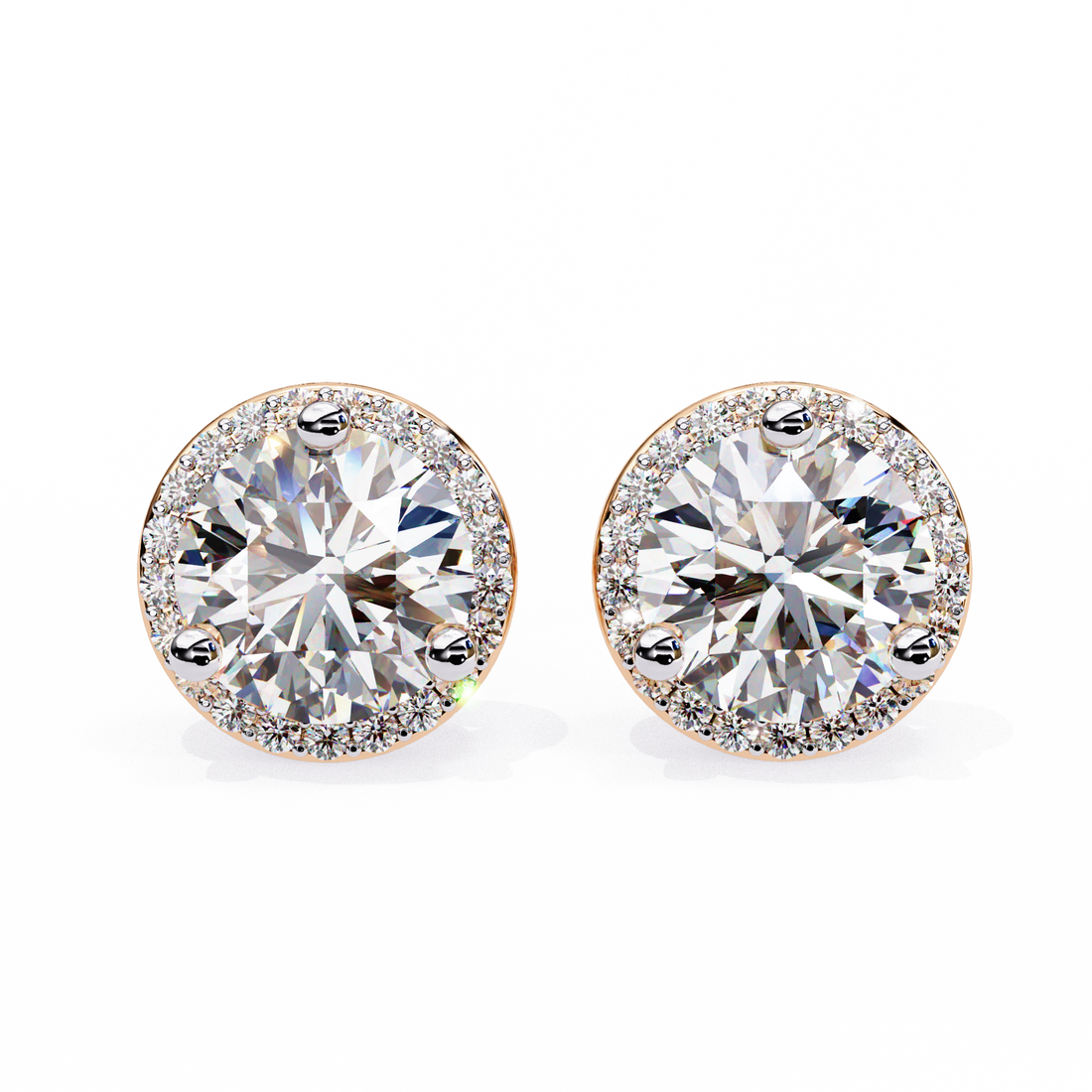 Round Halo Diamond Studs