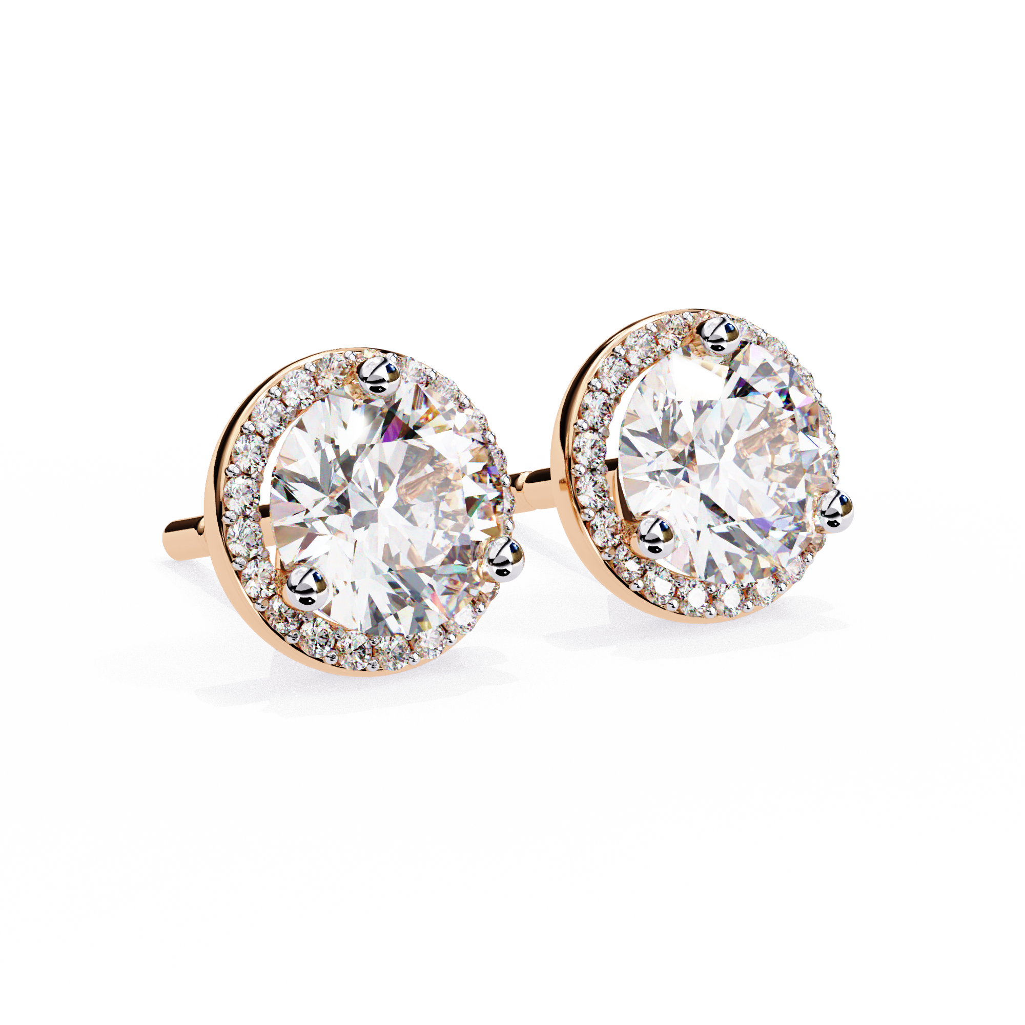 Round Halo Diamond Studs