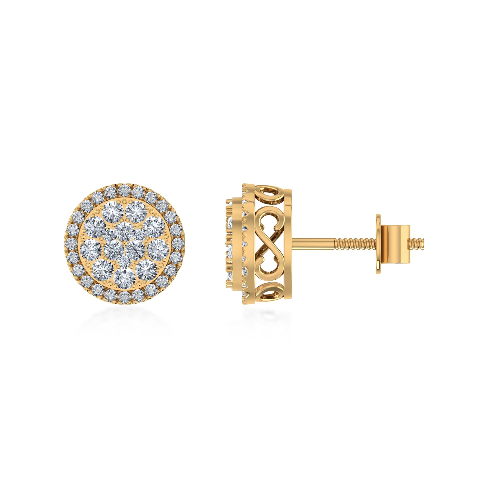 Round Halo Lab Grown Diamond Earrings