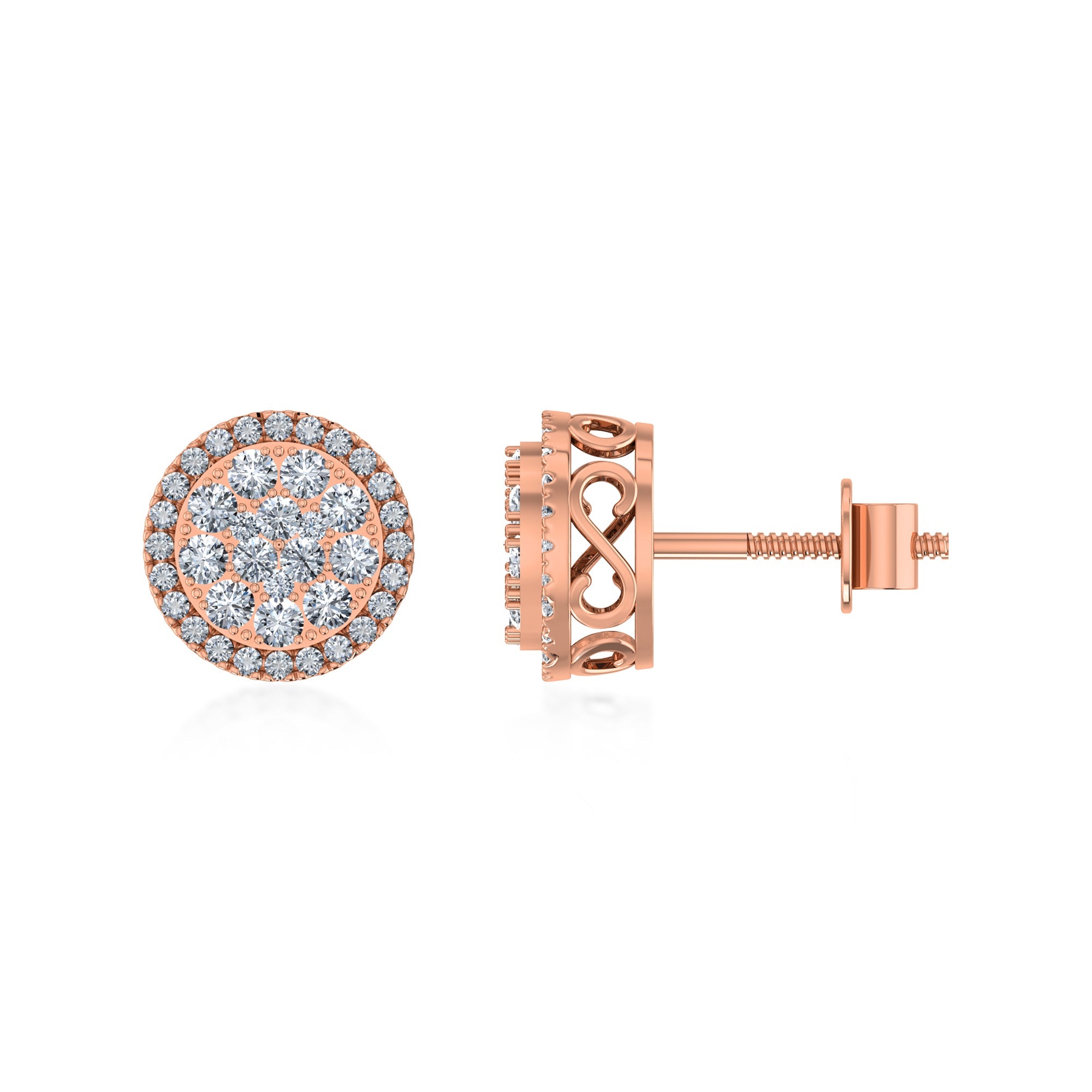 Round Halo Lab Grown Diamond Earrings