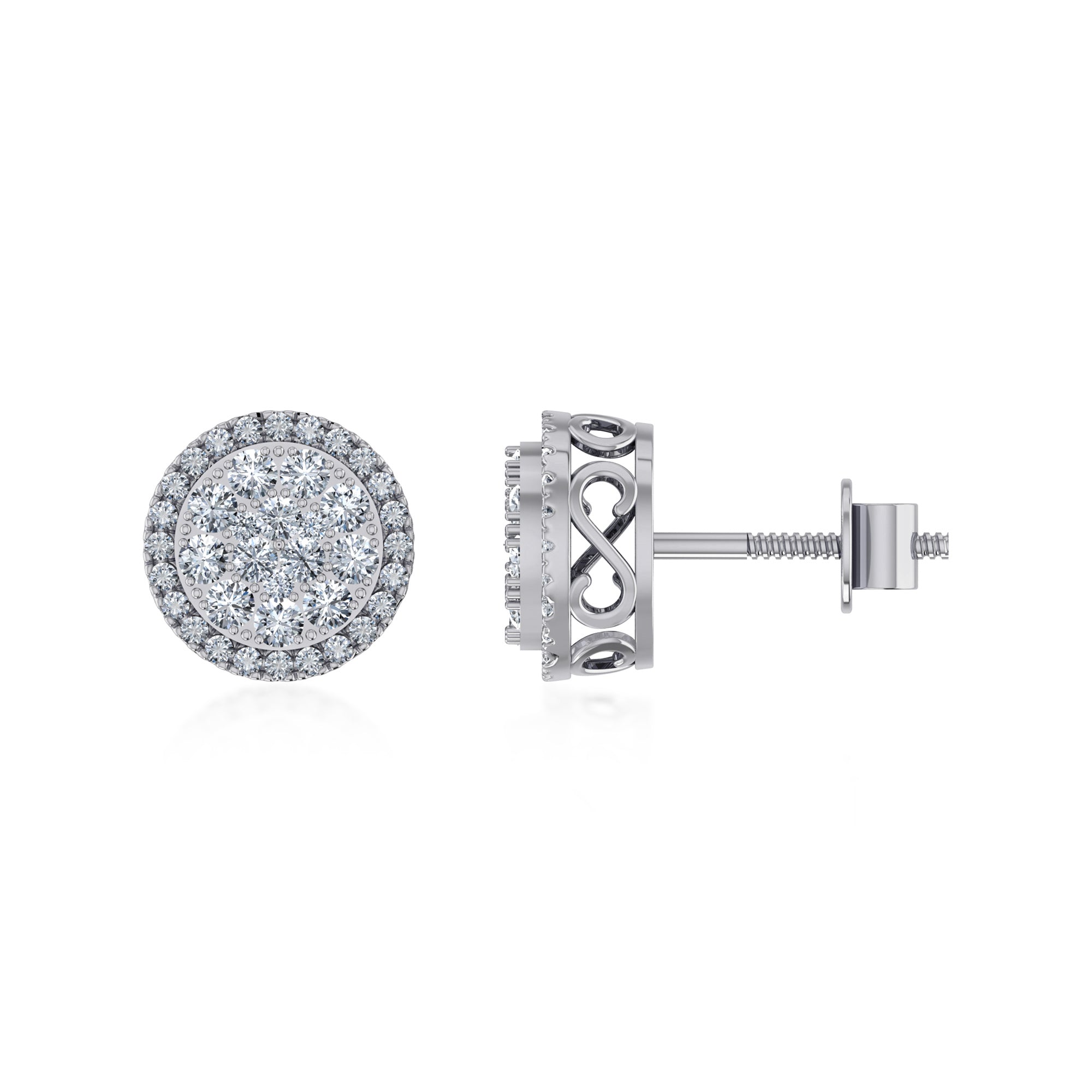 Round Halo Lab Grown Diamond Earrings