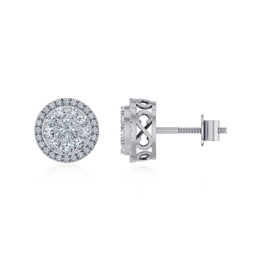 Round Halo Lab Grown Diamond Earrings