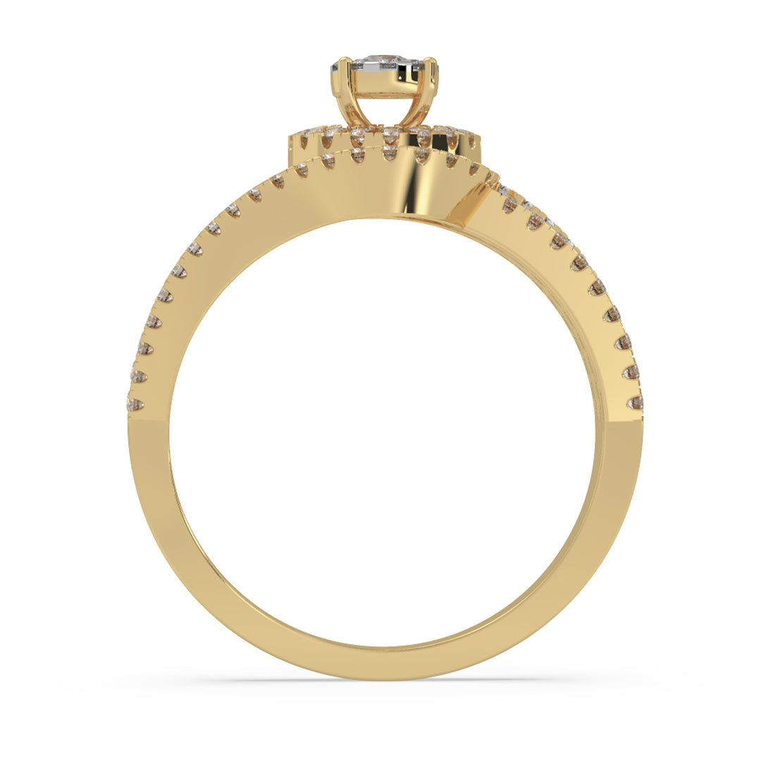 Round Lab-Grown Diamond Double Row Spiral Halo Engagement Band