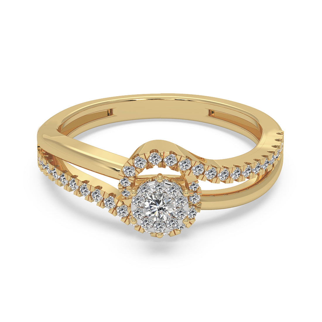 Round Lab-Grown Diamond Swirl Halo Engagement Ring