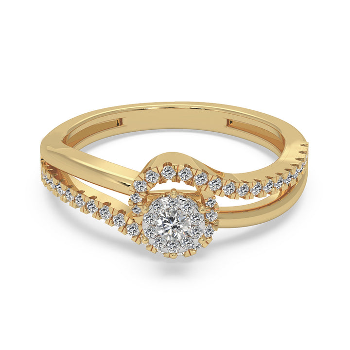 Round Lab-Grown Diamond Swirl Halo Engagement Ring