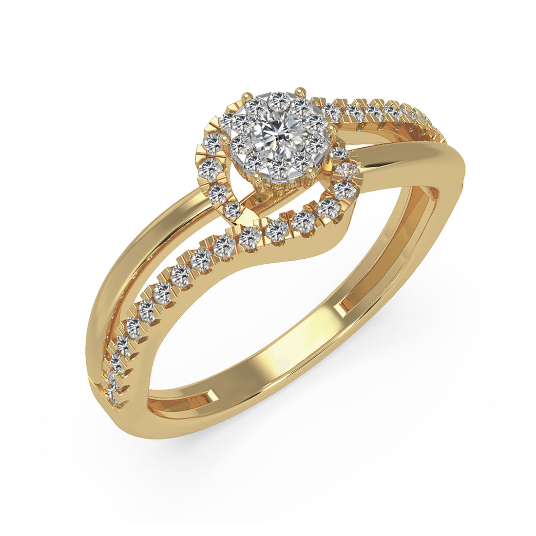 Round Lab-Grown Diamond Swirl Halo Engagement Ring