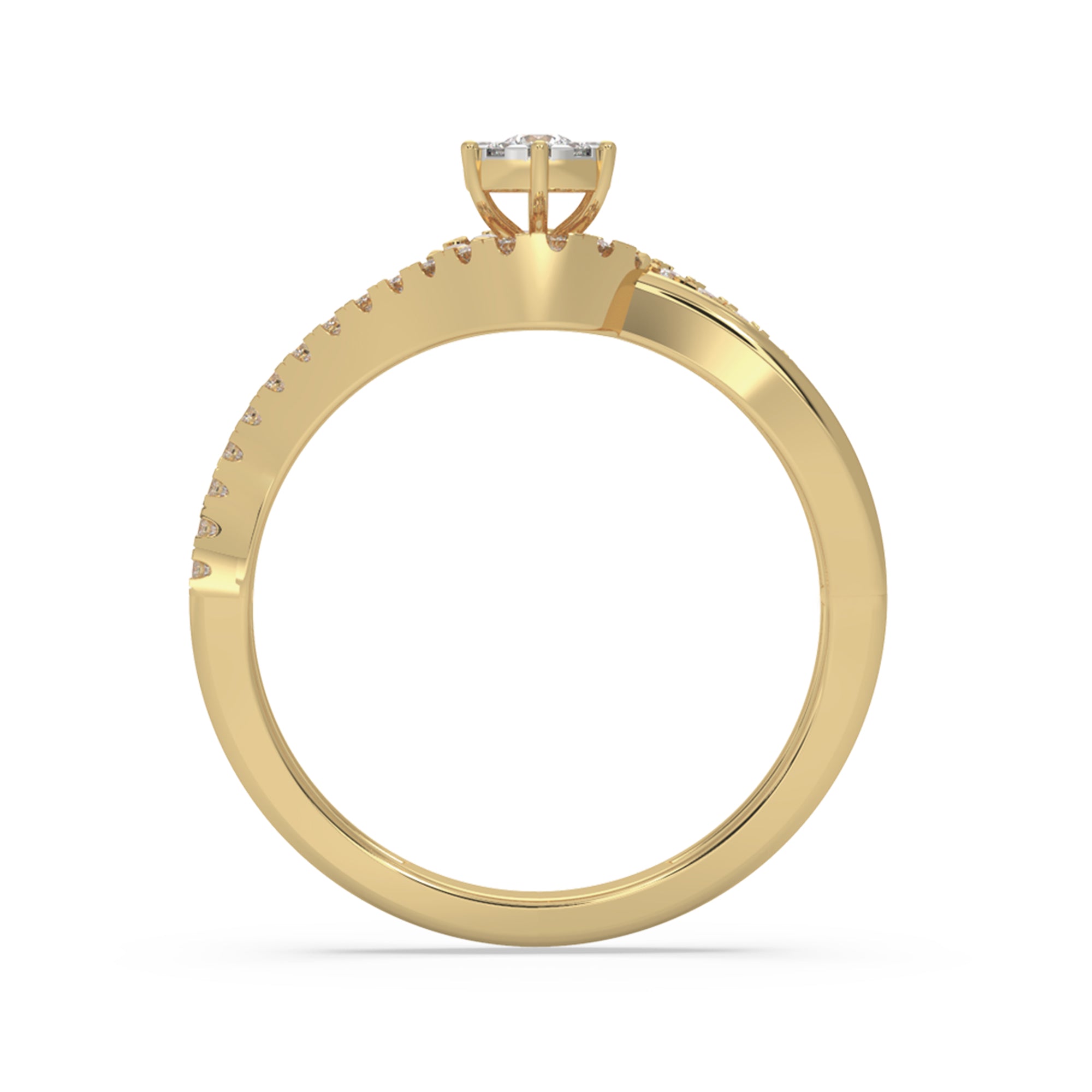 Round Lab-Grown Diamond Swirl Halo Engagement Ring