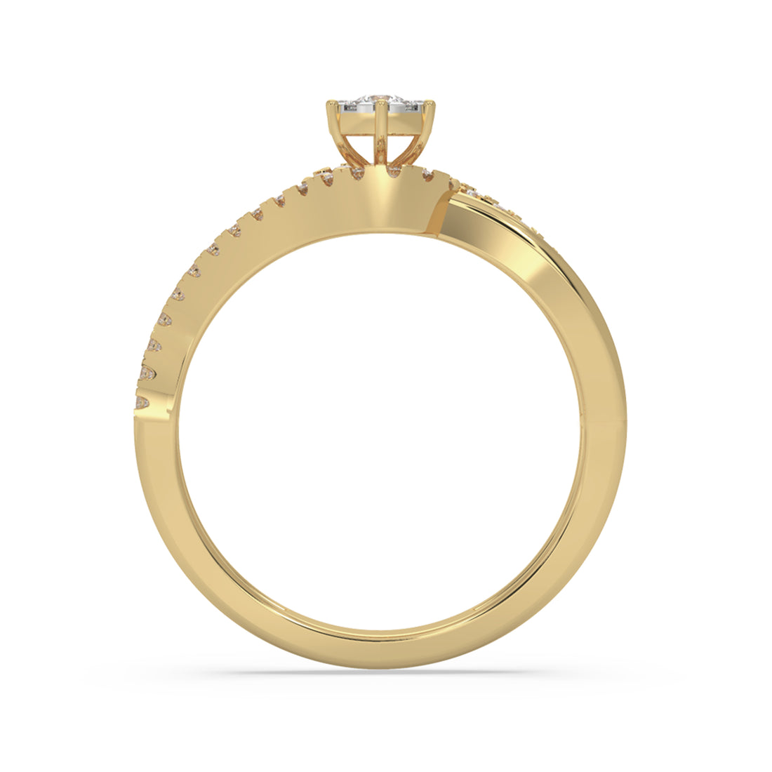 Round Lab-Grown Diamond Swirl Halo Engagement Ring