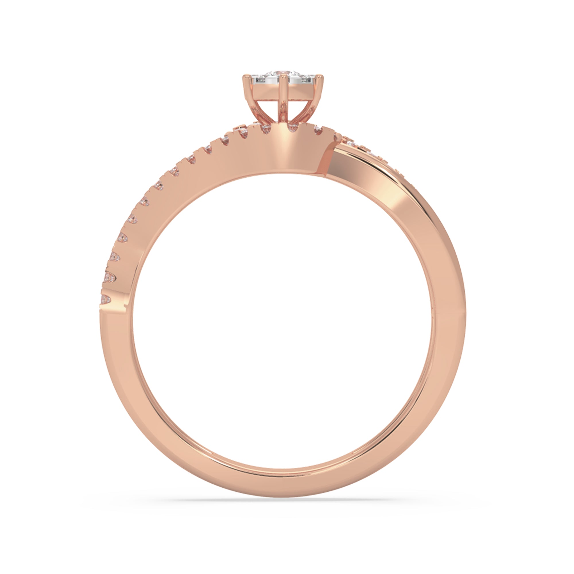 Round Lab-Grown Diamond Swirl Halo Engagement Ring