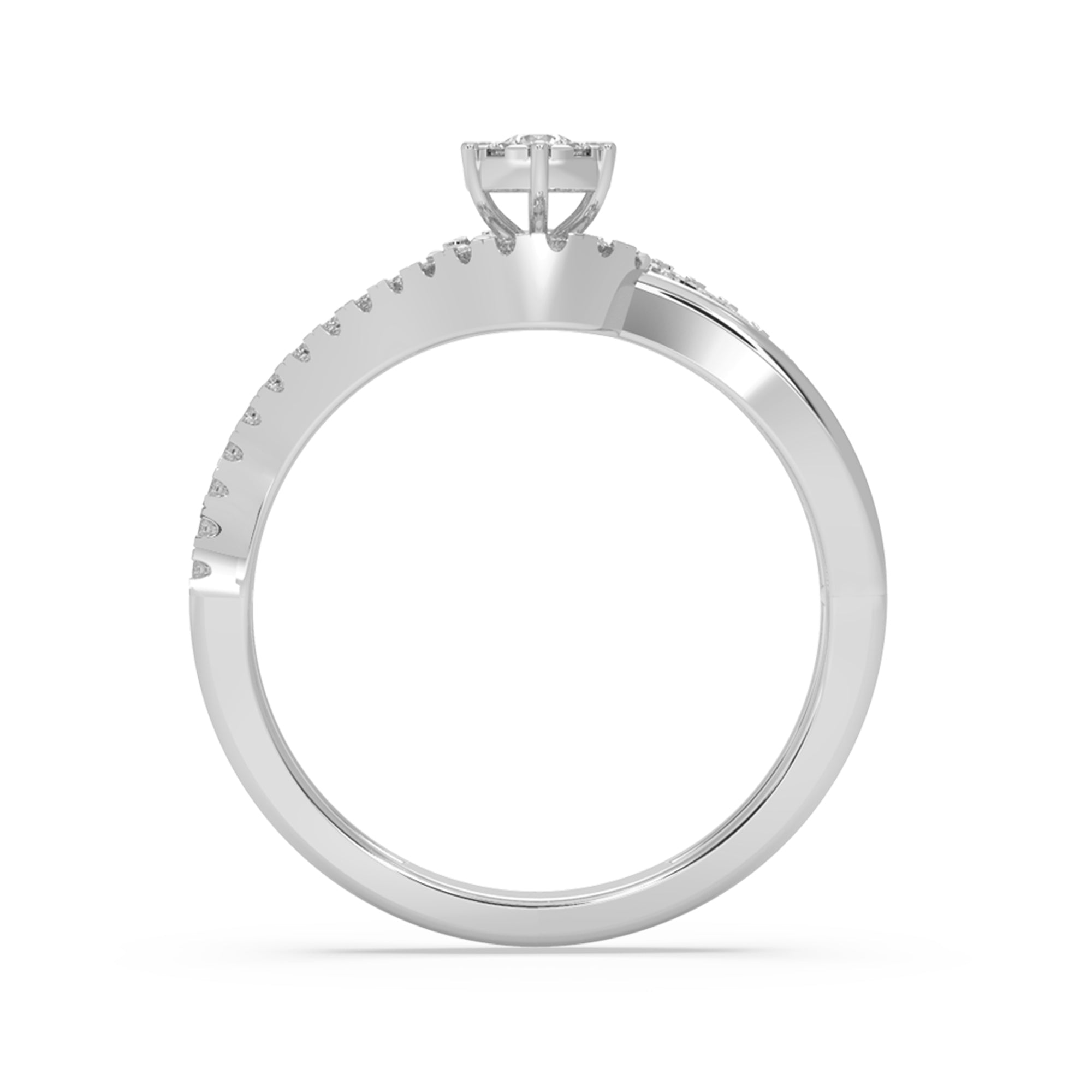 Round Lab-Grown Diamond Swirl Halo Engagement Ring
