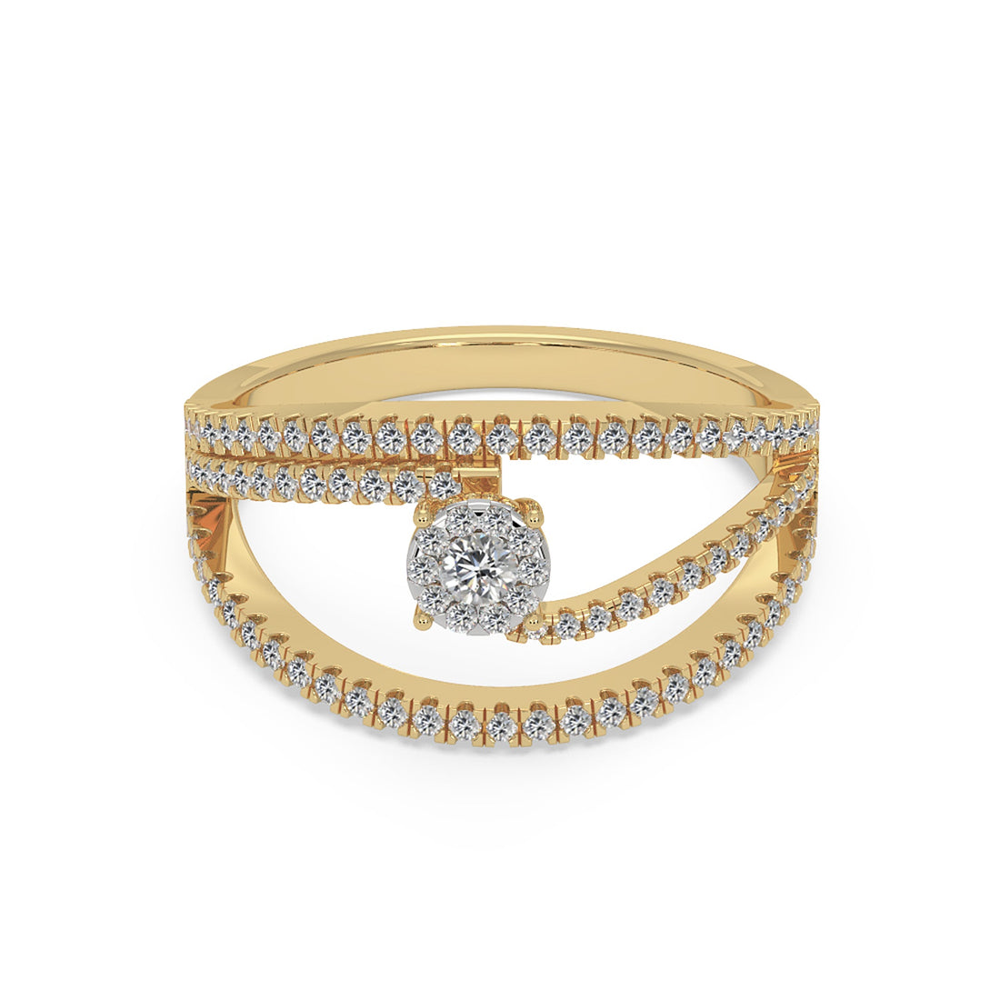 Round Lab-Grown Diamond Triple Row Floating Ring