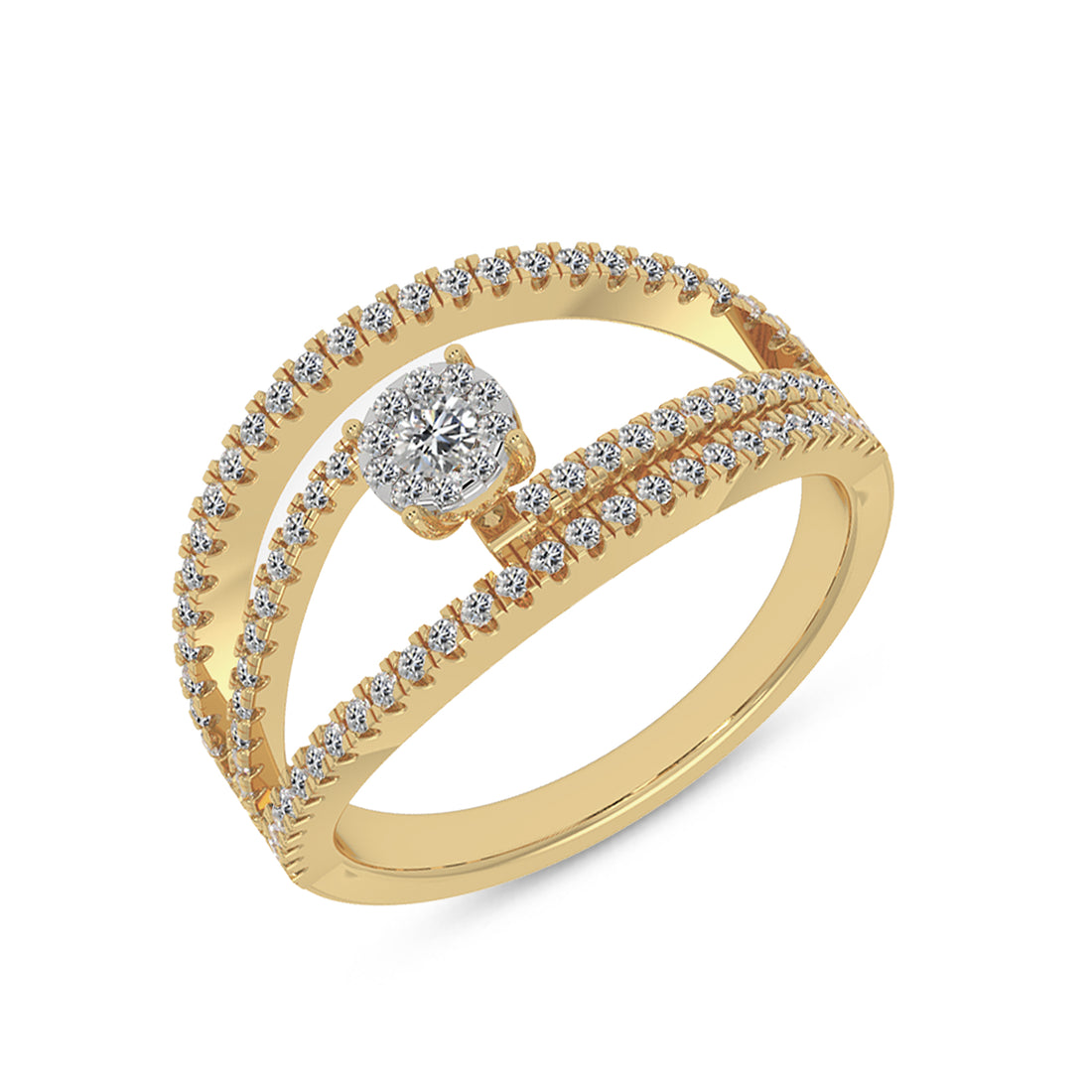 Round Lab-Grown Diamond Triple Row Floating Ring