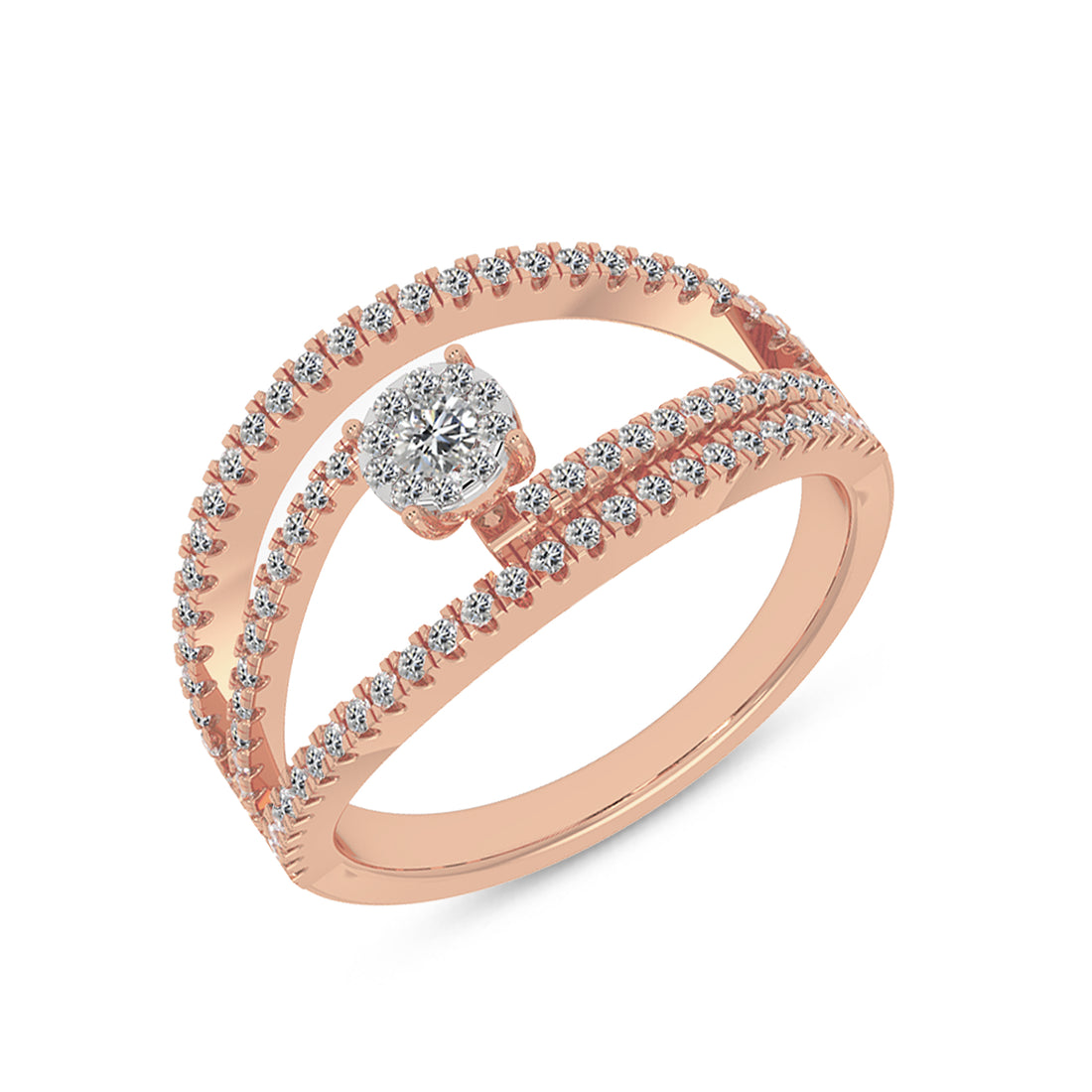 Round Lab-Grown Diamond Triple Row Floating Ring