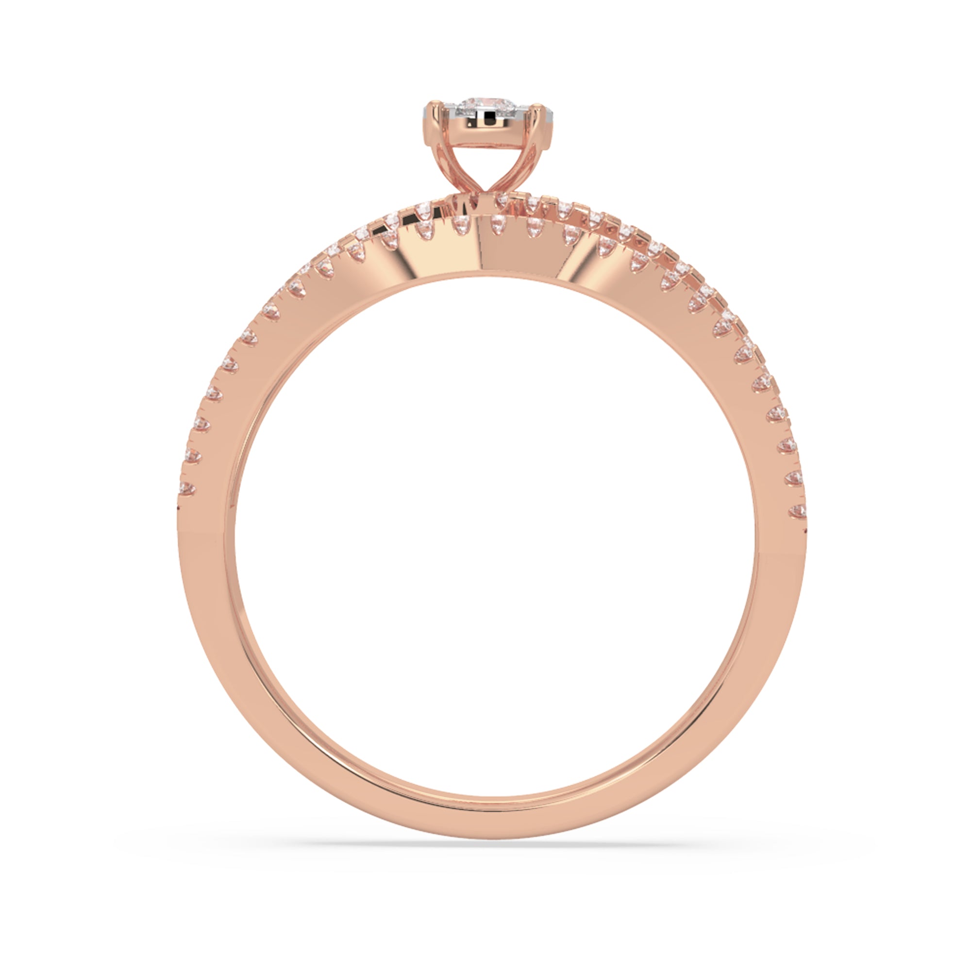 Round Lab-Grown Diamond Triple Row Floating Ring