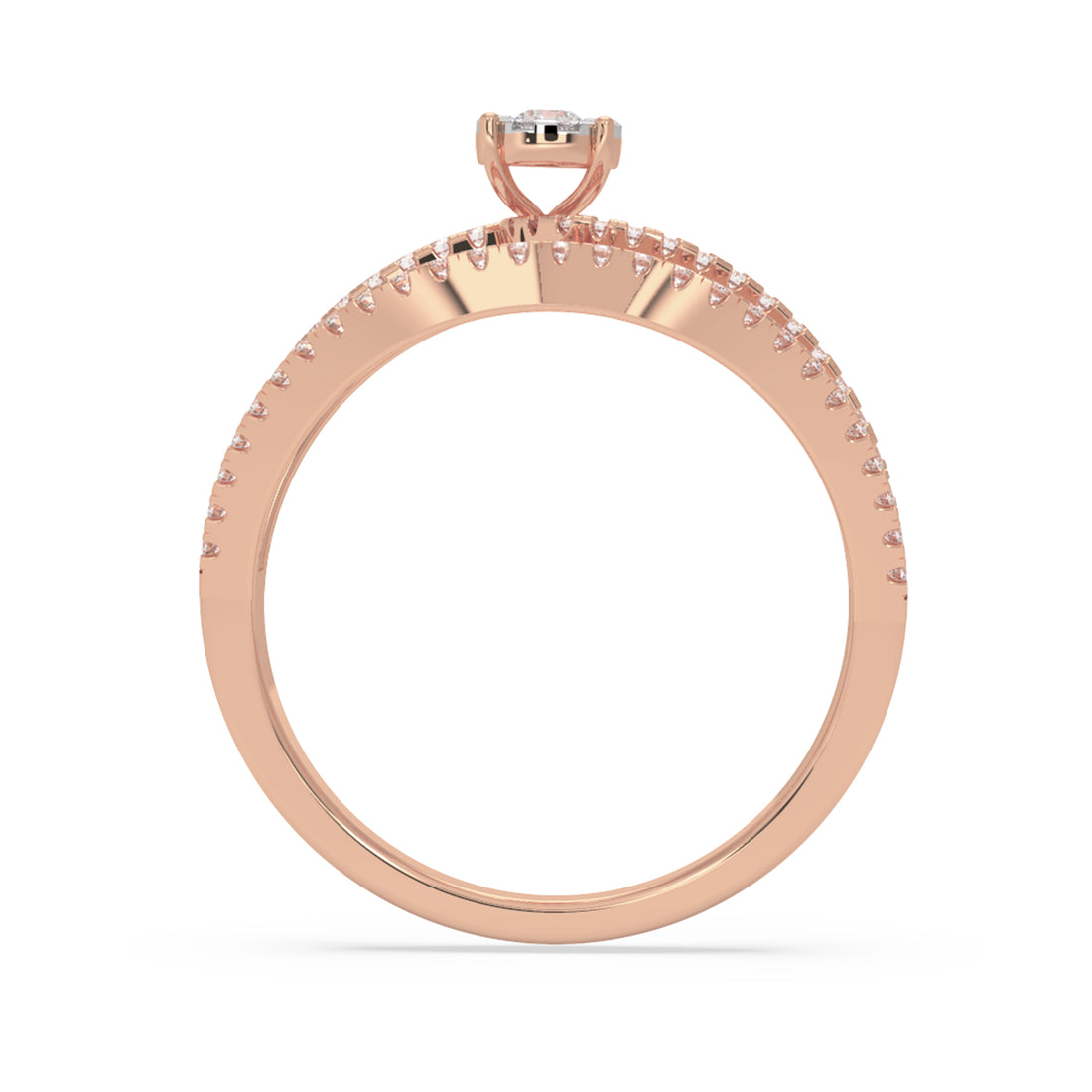 Round Lab-Grown Diamond Triple Row Floating Ring