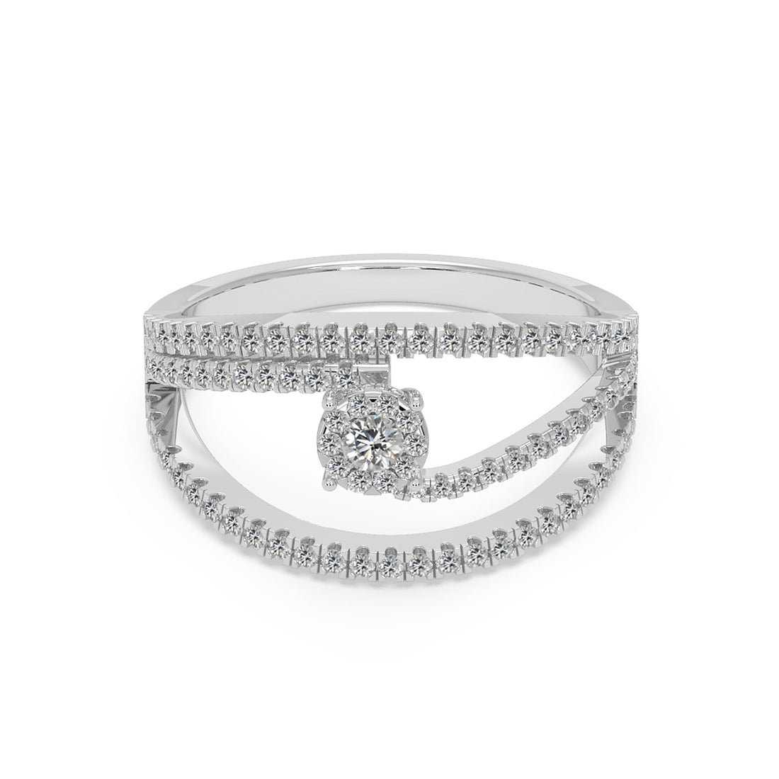 Round Lab-Grown Diamond Triple Row Floating Ring