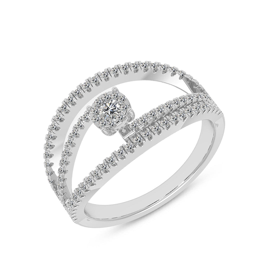 Round Lab-Grown Diamond Triple Row Floating Ring