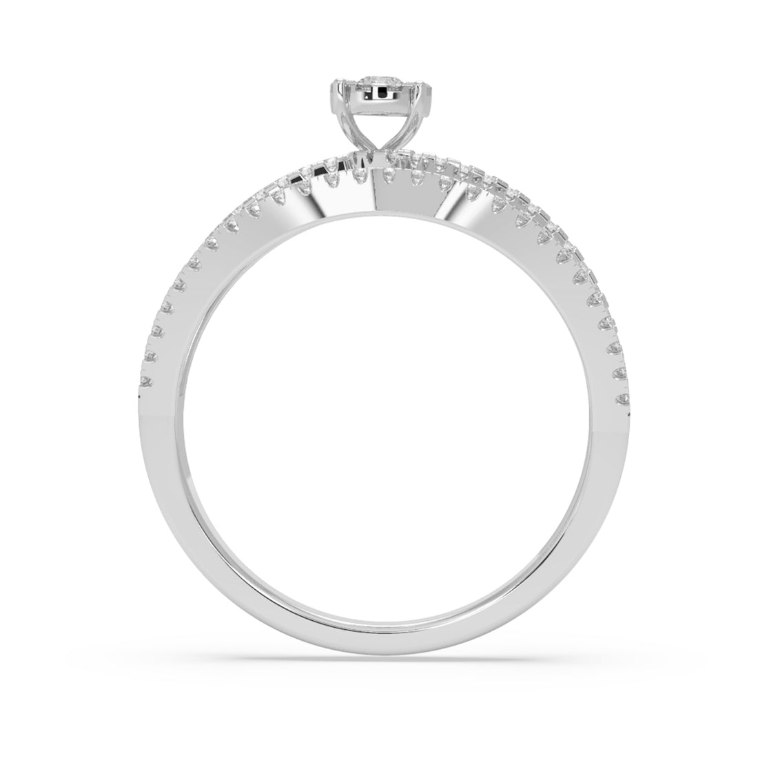 Round Lab-Grown Diamond Triple Row Floating Ring