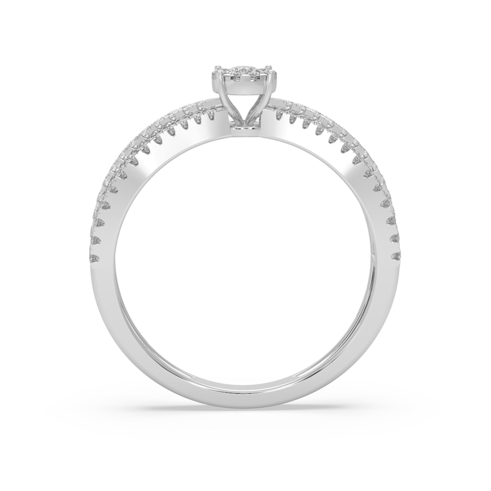 Round Lab Diamond Triple Band Ring - Parallel Pavé Halo Cluster Statement Piece