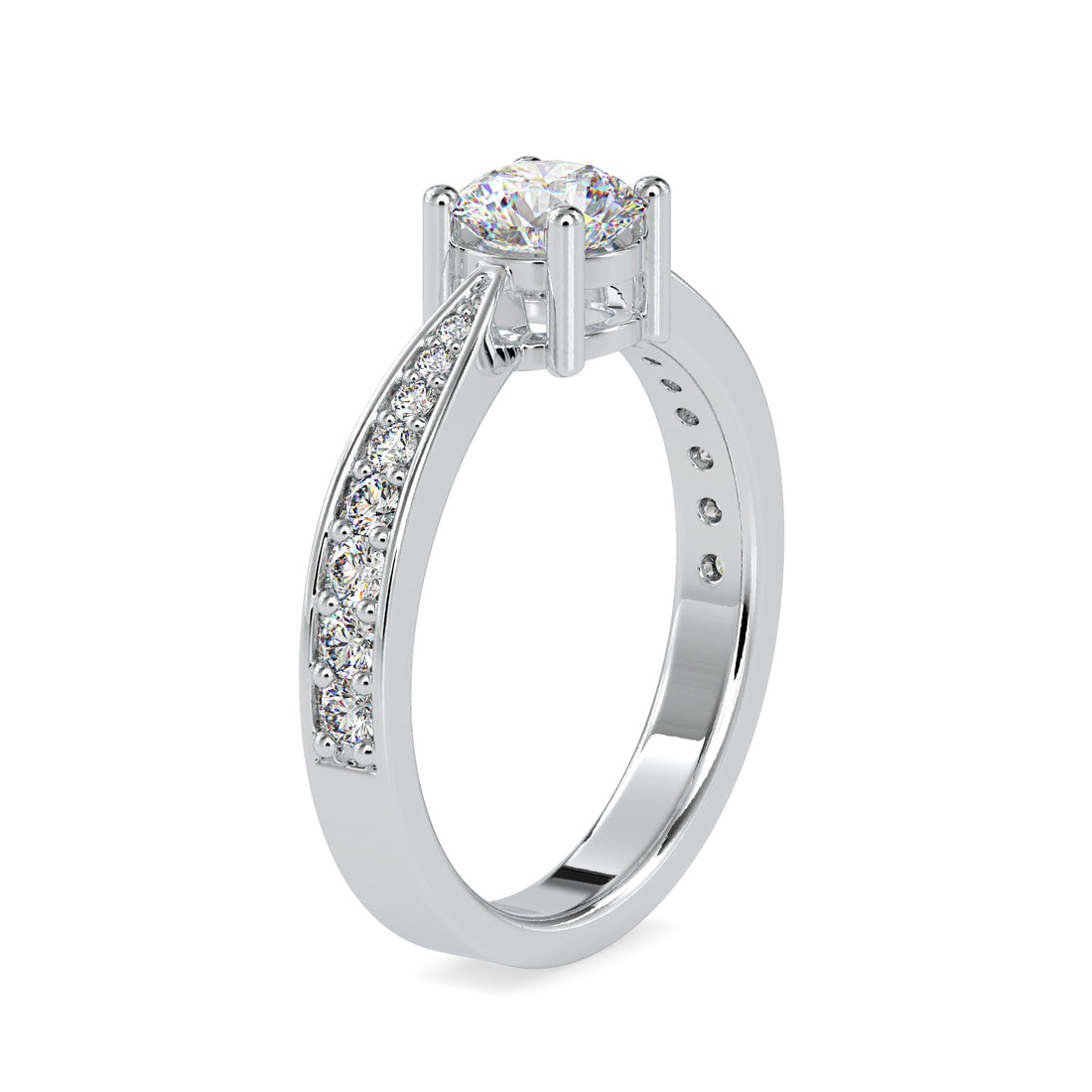 Round Lab Grown Diamond Ring with Split Shank Pavé Ring 5