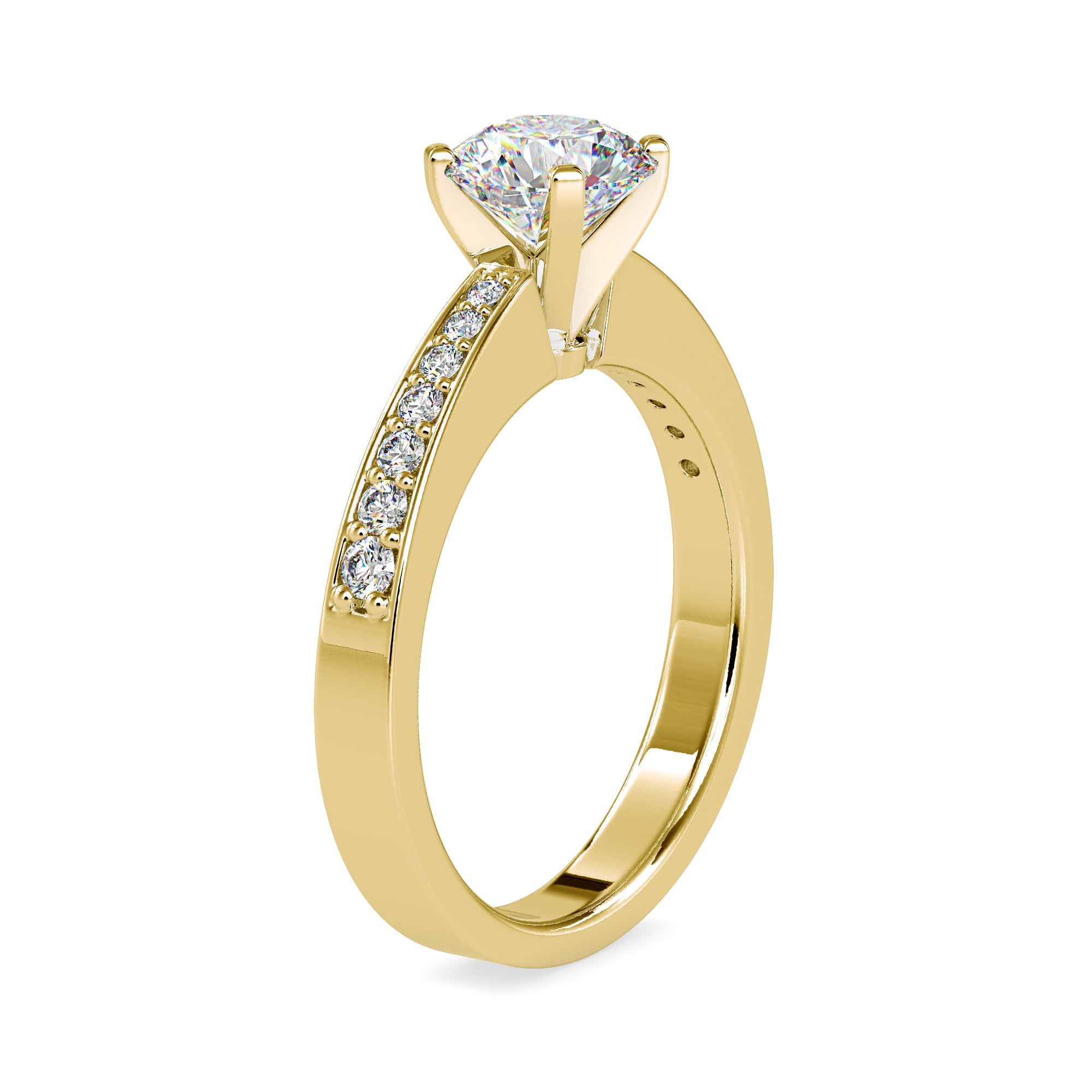 Round Solitaire with Diamond-Studded Ring 6