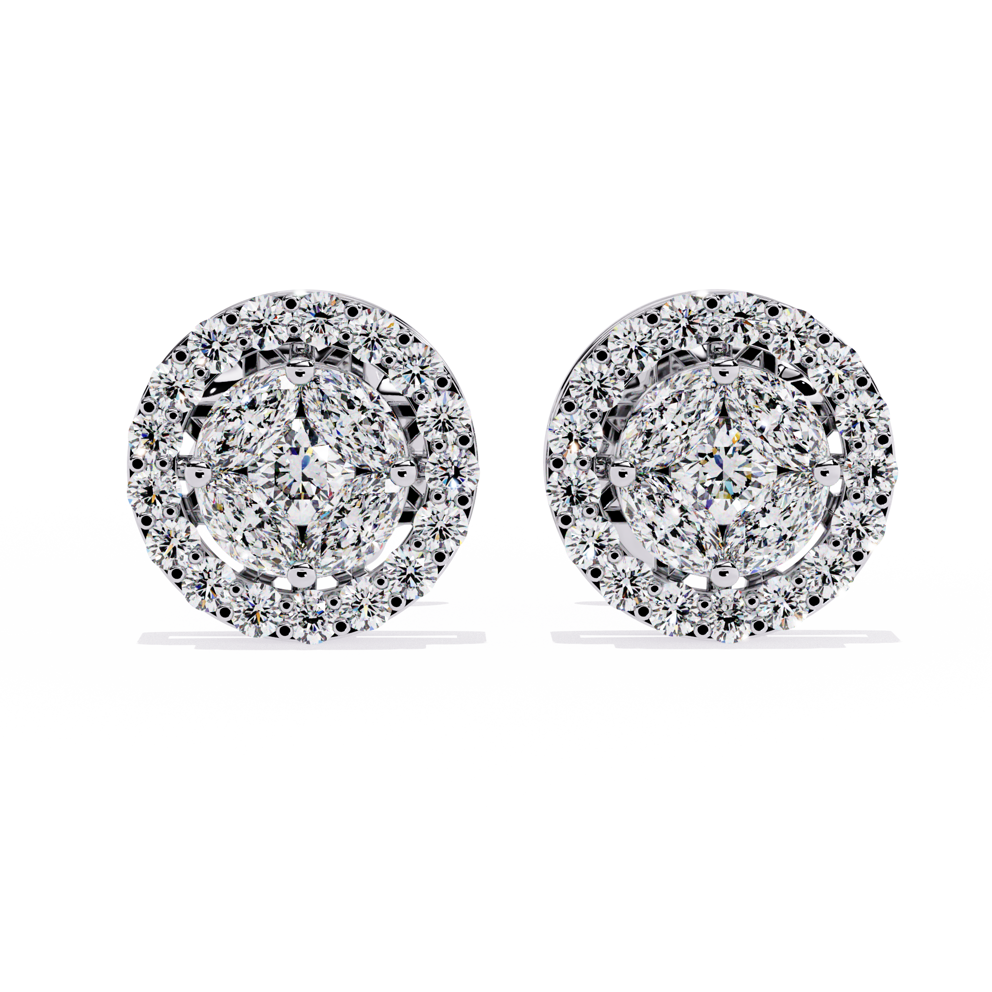Round Solitaire with Prism Halo Studs in 925 Silver