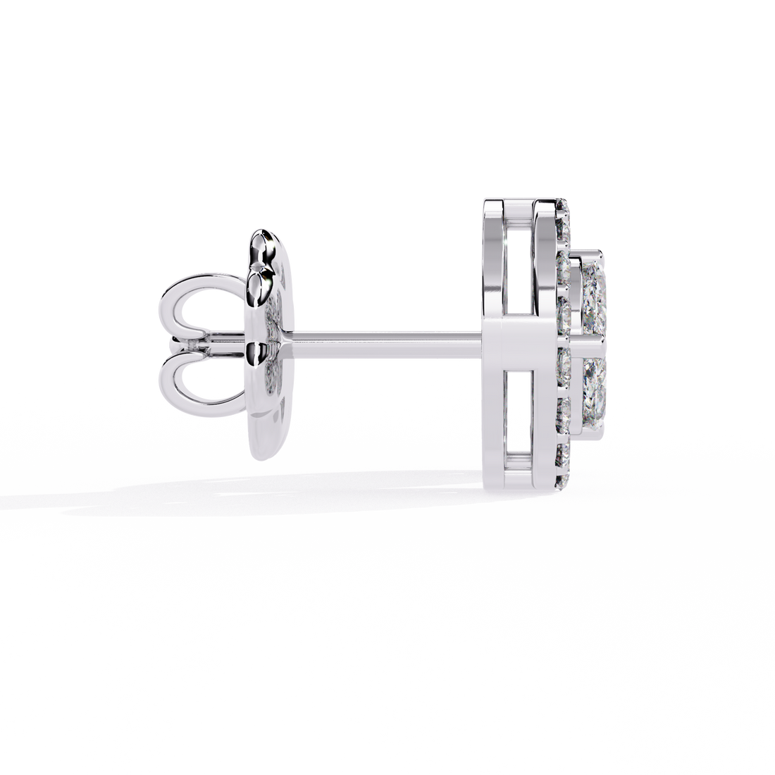 Round Solitaire with Prism Halo Studs in 925 Silver