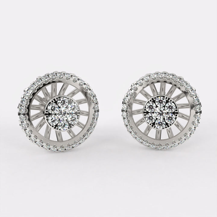 Round cut Diamond Stud Earrings in 925 Silver